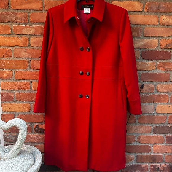 Harve Benard Classic Red Wool Long Coat ~ sz 12 - Picture 1 of 9
